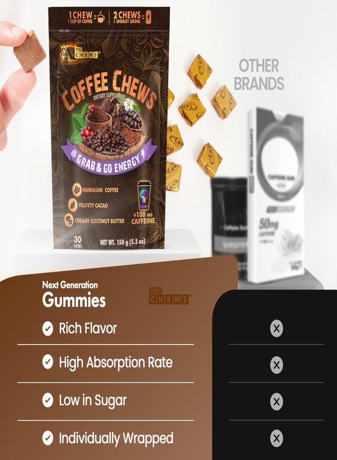 YouChews Coffee Chews - Grab & Go Energy with 100mg per Chew of Clean, Green Caffeine. With Real Organic Ingredients, Low Sugar, Great Bold Taste & Long Lasting Energy Boost (30 Chews Pack) - Image 3